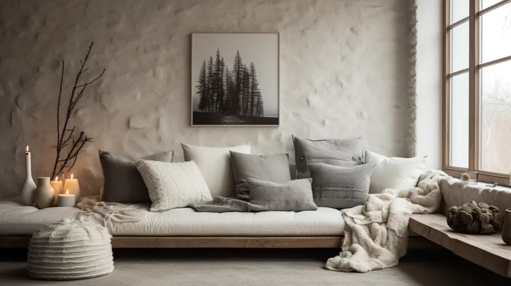 textured throw pillows and blankets - scandinavian interior design