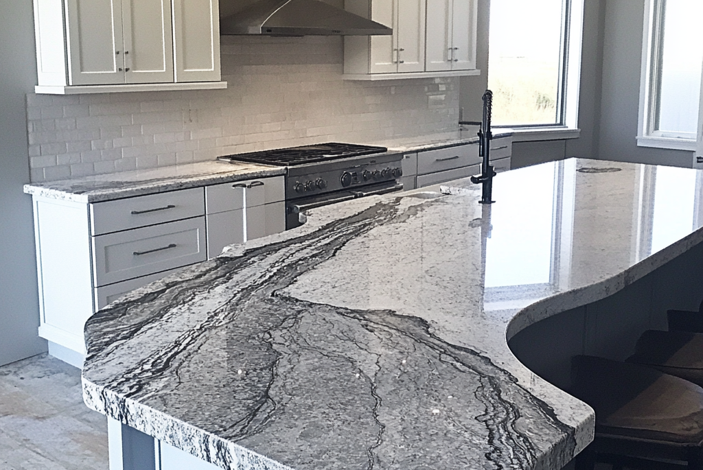 Patterned Grey Granite Kitchen Counter