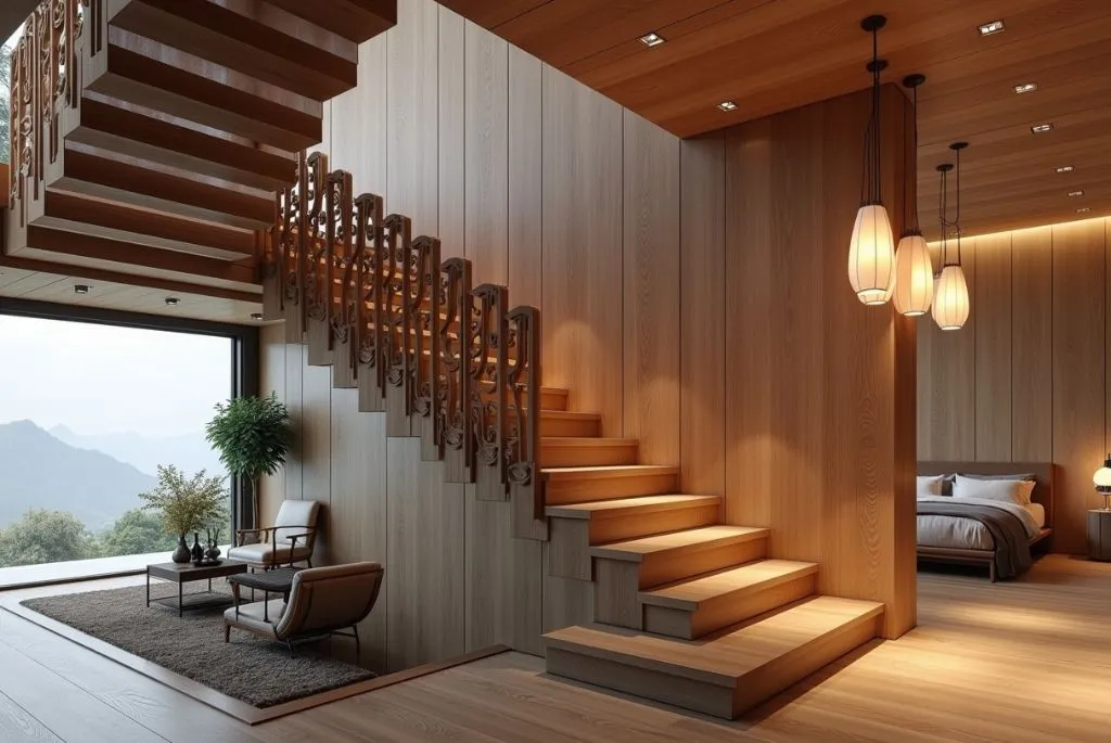 wood railing for stairs