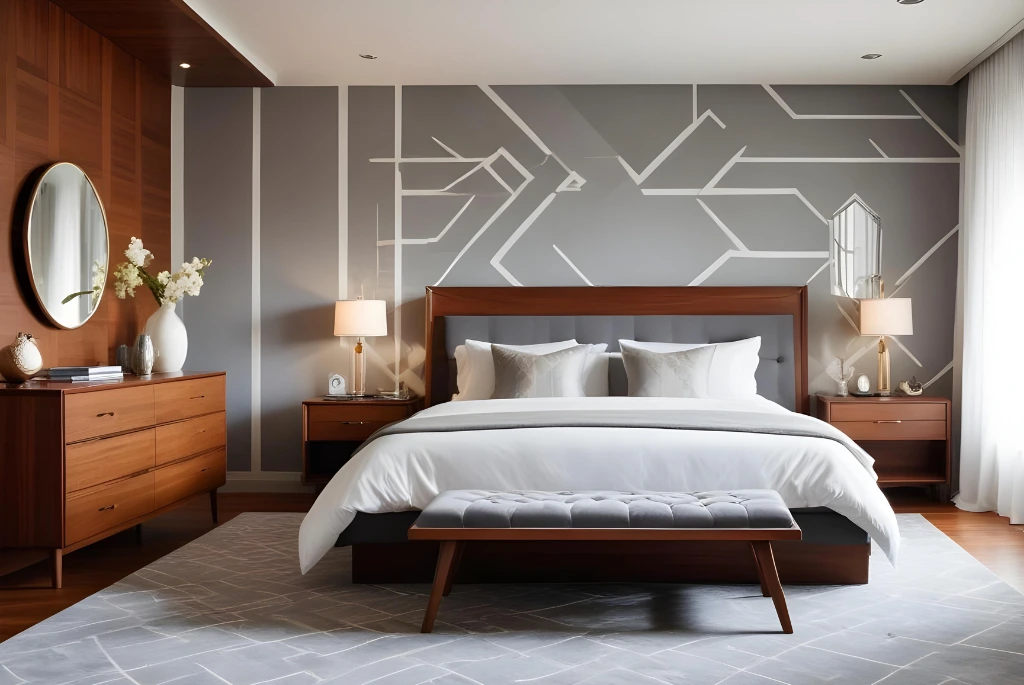 Geometric wallpaper for bedroom