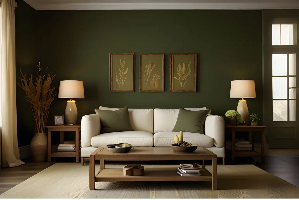 Earthy green and brown Color Combinations for Living Room