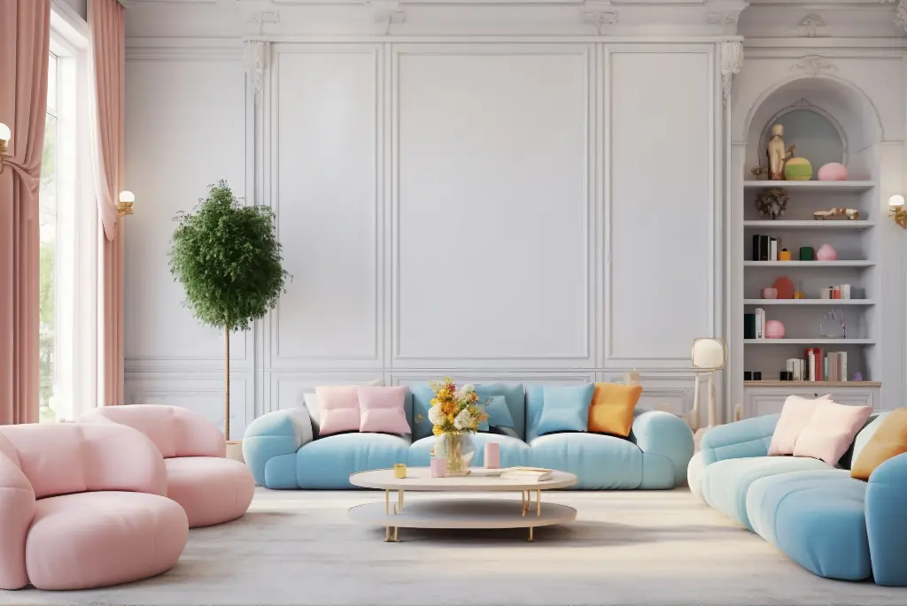 Soft pastel colour combination for living rooms