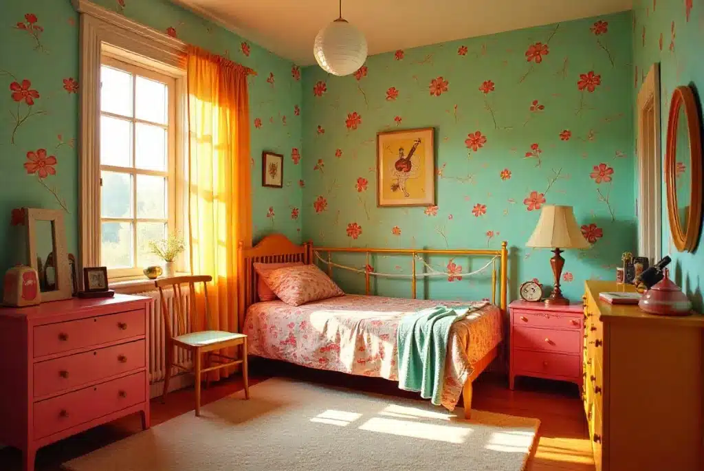 Vintage  and Retro Teen girl bedroom wallpaper