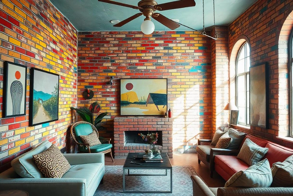 Painted Brick Tile Wall