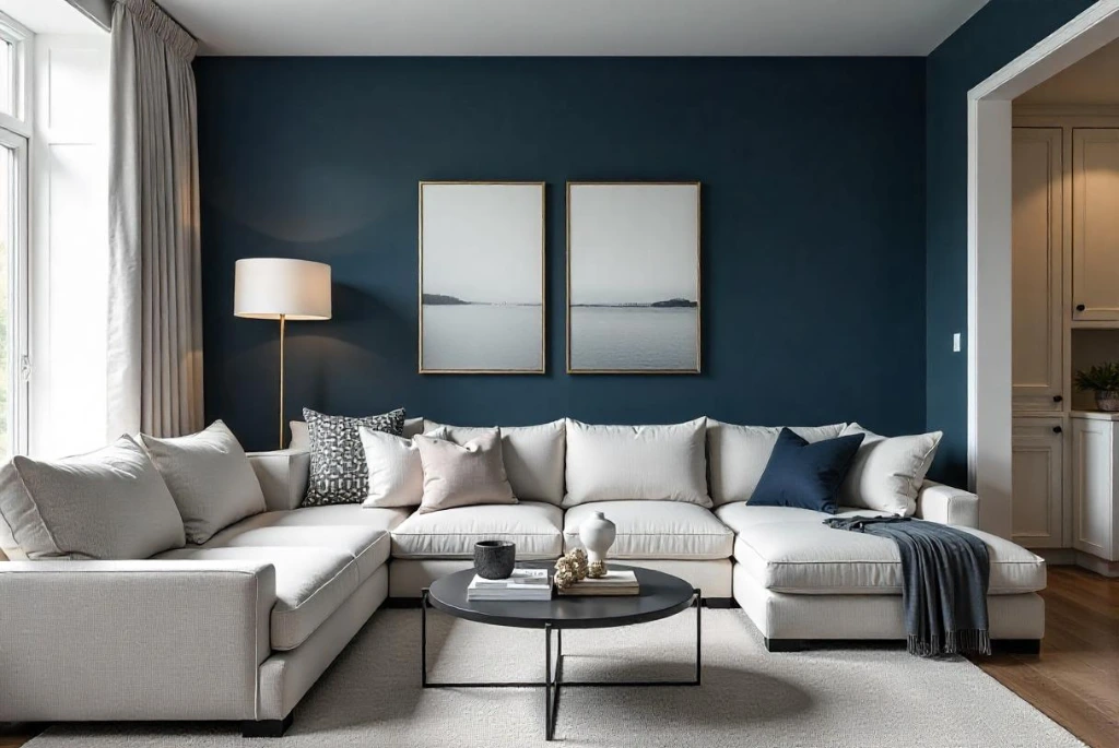 Navy Living Room Accent Wall Color