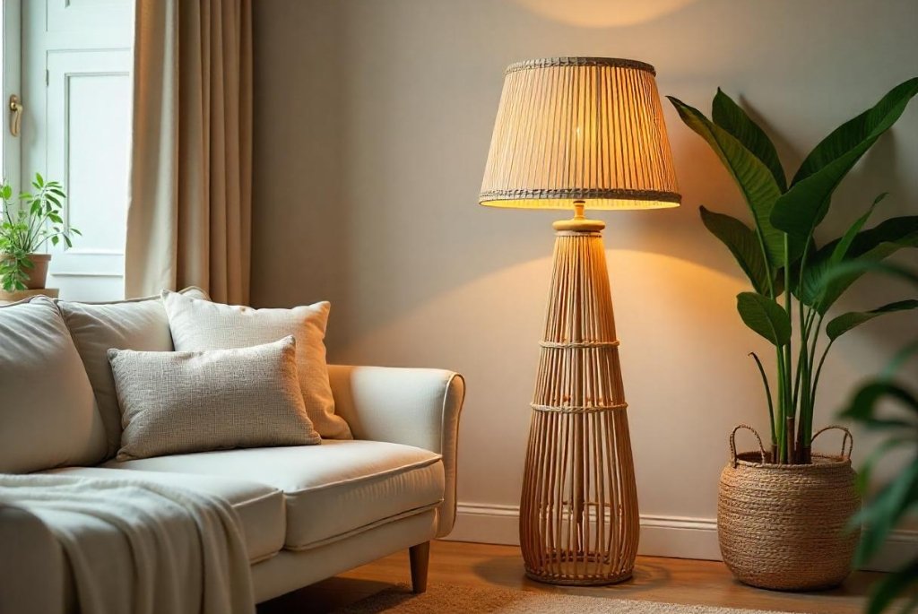 Boho Floor Lamps-Cane and Wicker