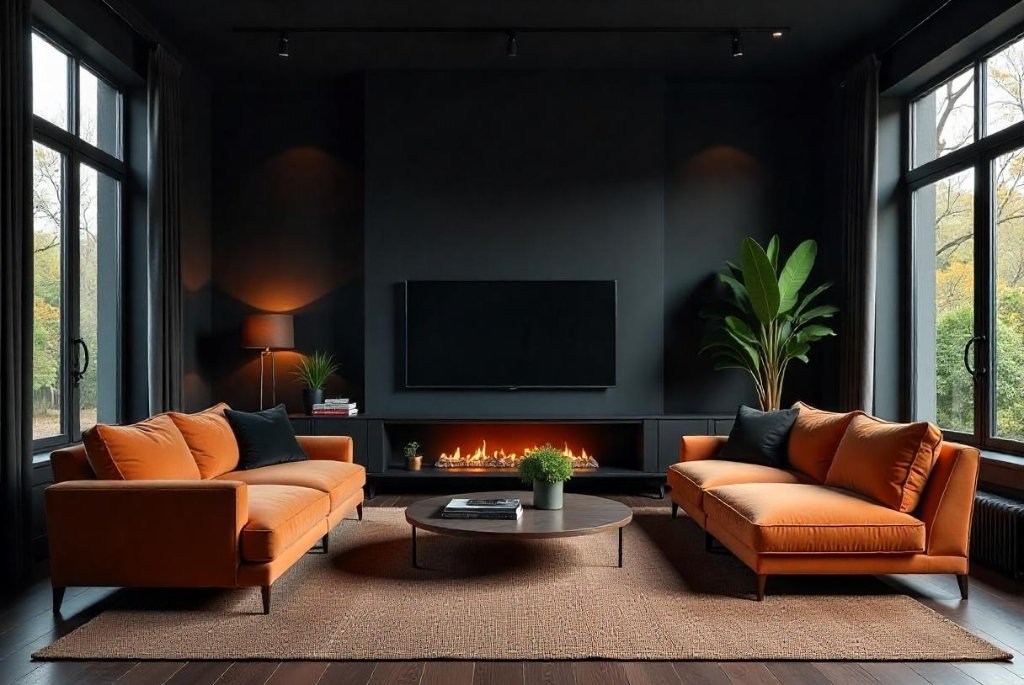 Deep Black Wall Colors for Living Room