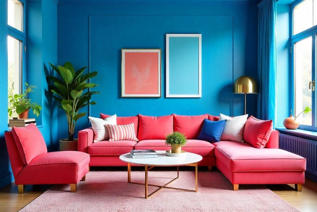 Glossy Blue Wall Colors for Living Room