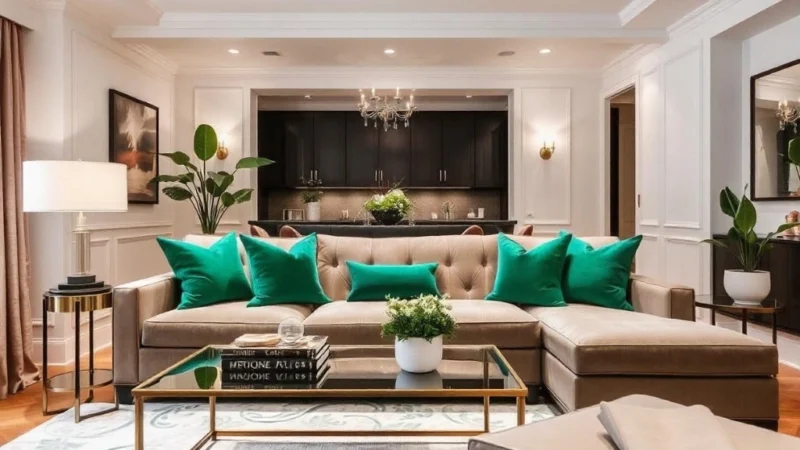 Add Charm With Green Couch Pillows: Emerald Elegance 