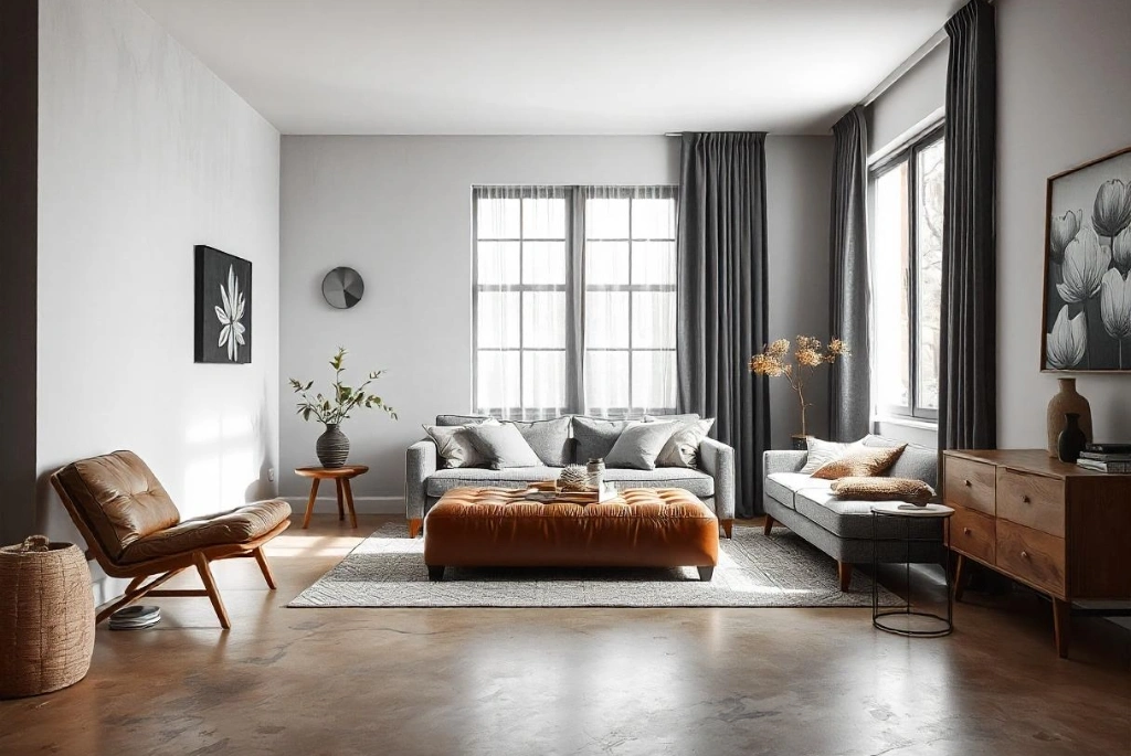 Grey Colour Living Room Walls