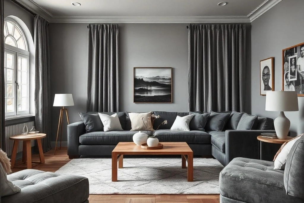 Monochromatic Gray Colour Living Room 