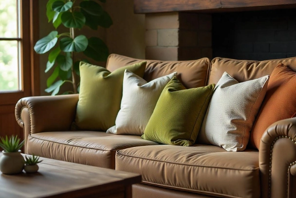 Olive Green Couch Pillows for Earthy Warmth