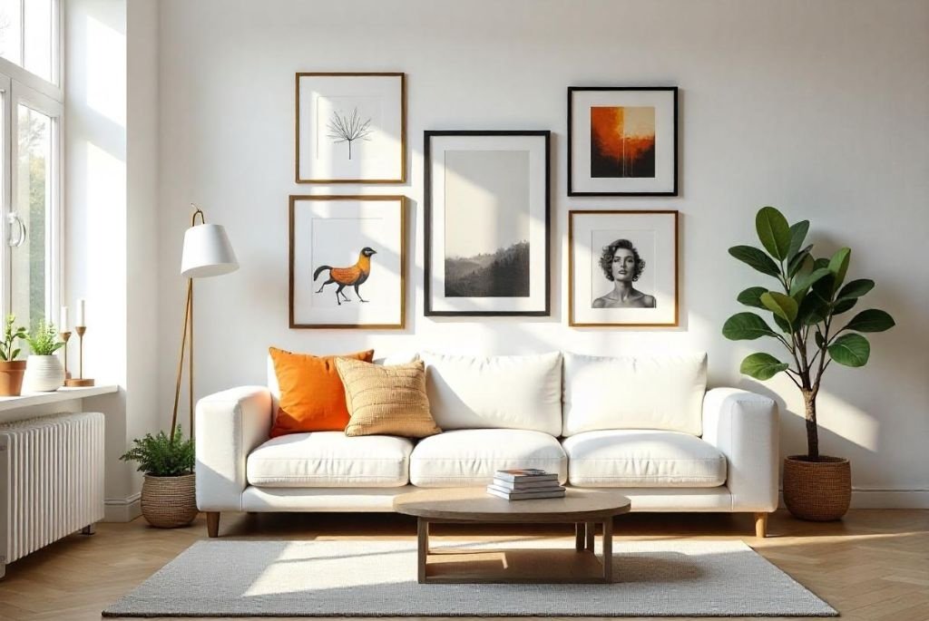 White Living Room Ideas- Put Up a Gallery Wall