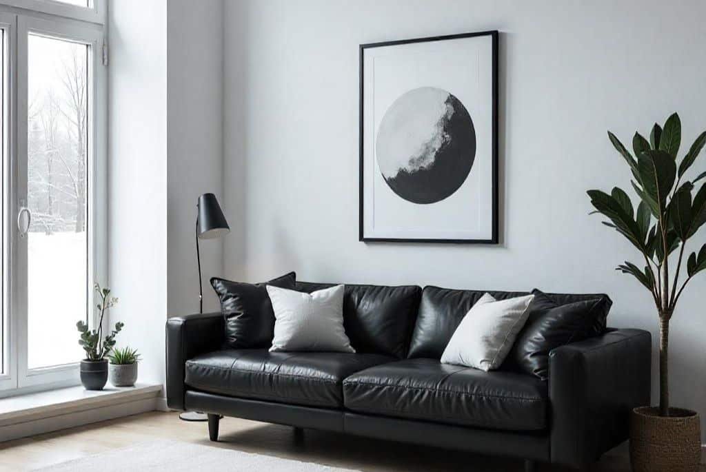 How to Style a Black Leather Couch in a Minimalist Living Room