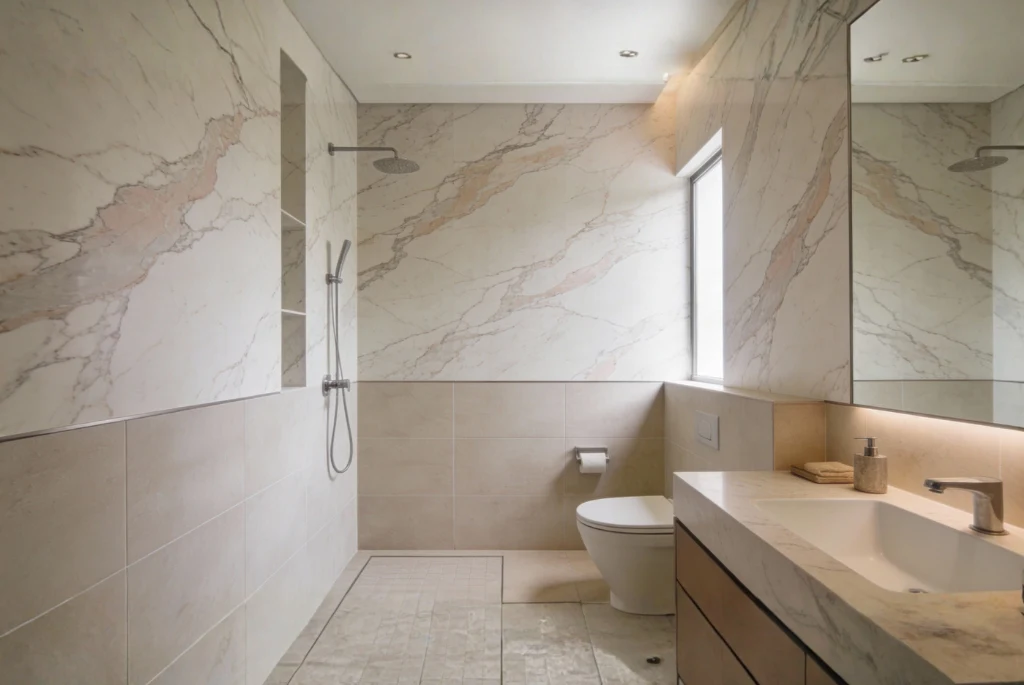 Marble-Effect Wallpaper : Bathroom Wallpaper