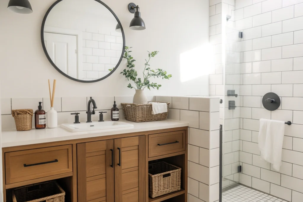 Modern farmhouse interior for bedroom