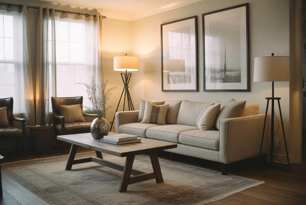 Modern farmhouse interior for living room