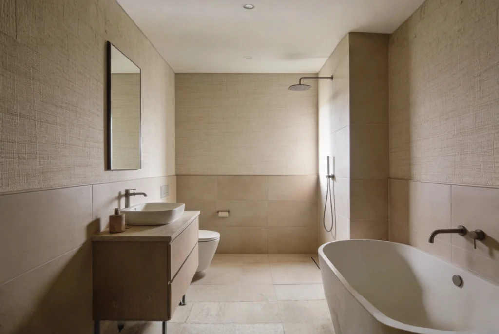 Neutral Textured Wallpaper : Bathroom Wallpaper