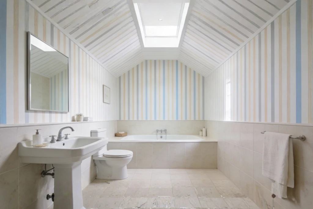 Vertical Stripe Wallpaper : Bathroom Wallpaper