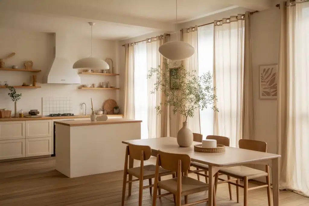 Curtain Designs For Kitchen: Open Plan